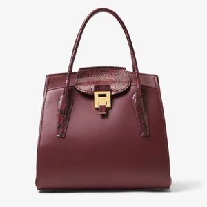 Bancroft Large Calf Leather Snakeskin Satchel